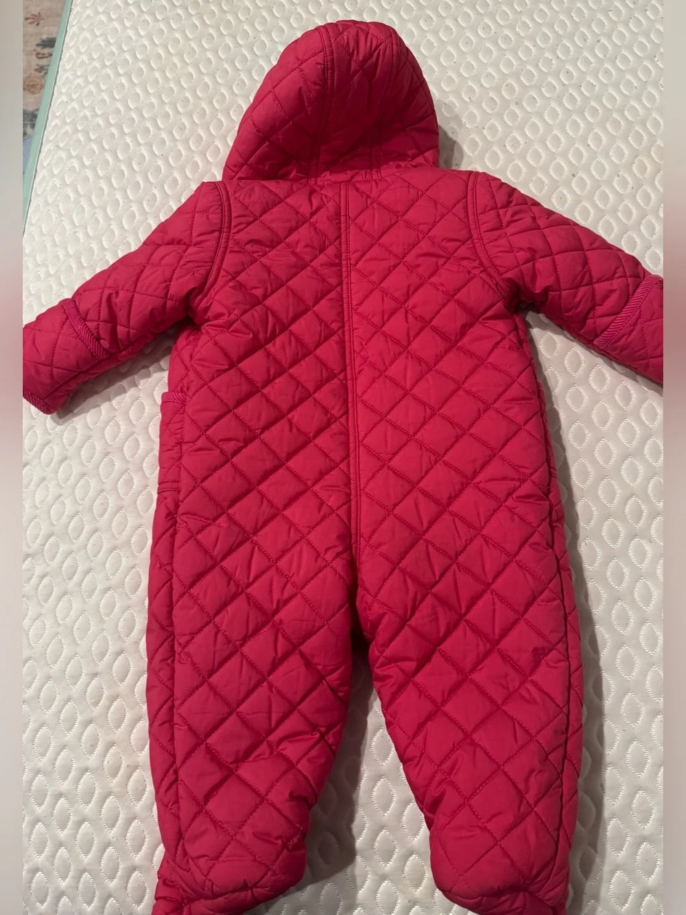 Ralph Lauren Quilted Hooded Baby One-Piece in Hot Pink